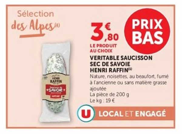 Sélection des Alpes - le produit au choix - VÉRITABLE SAUCISSON SEC DE SAVOIE HENRI RAFFIN