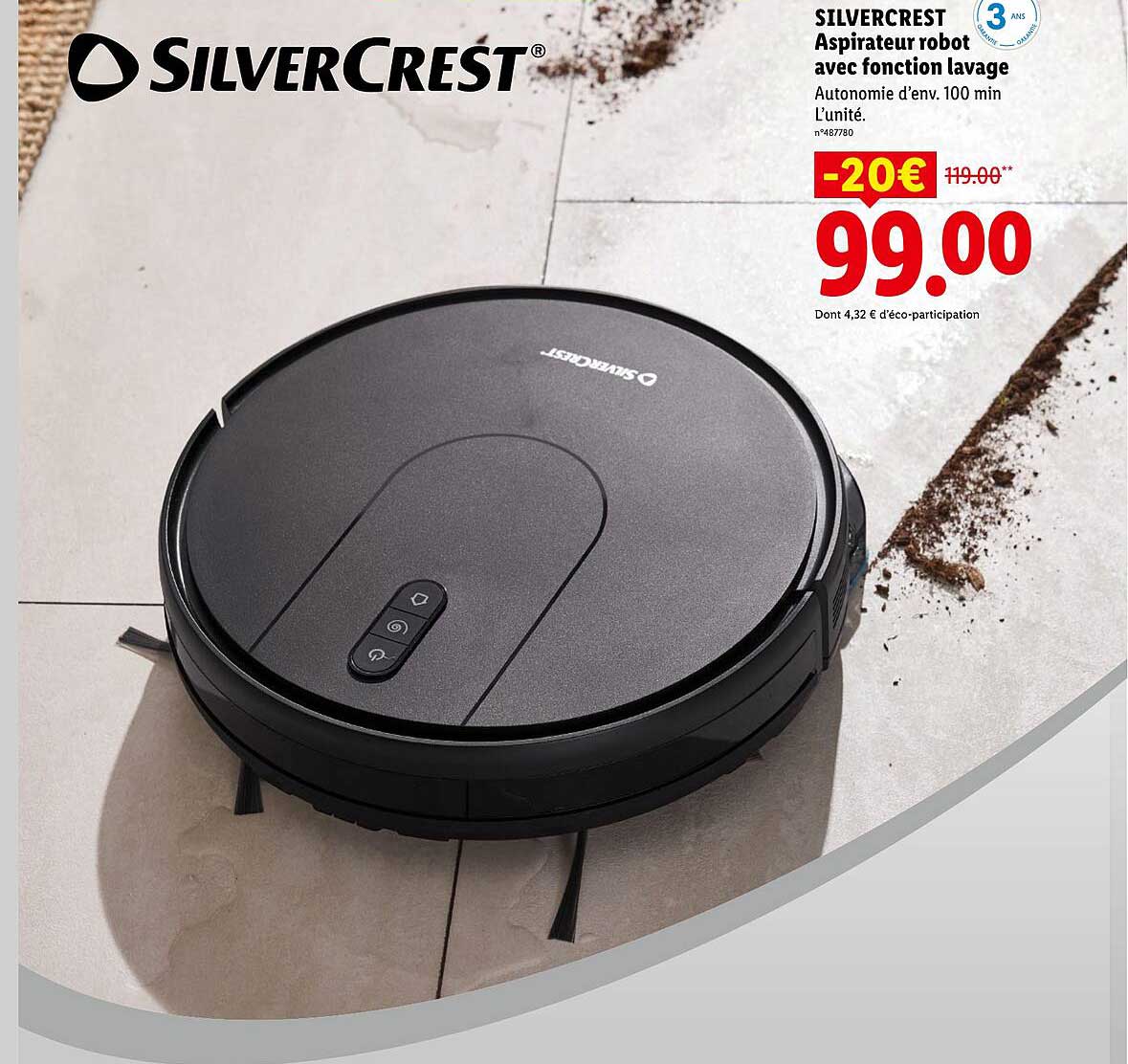 SILVERCREST Aspirateur robot avec fonction lavage
