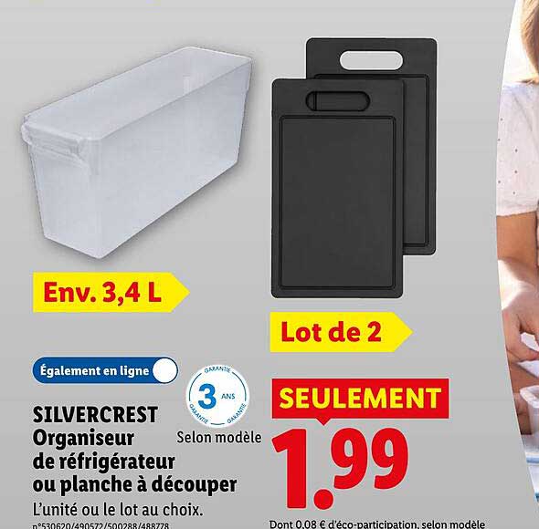 SILVERCREST Organiseur de réfrigérateur ou planche à découper
