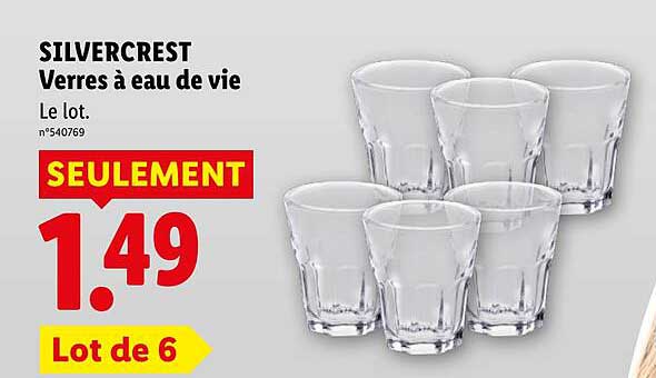 SILVERCREST Verres à eau de vie Le lot. n°540769