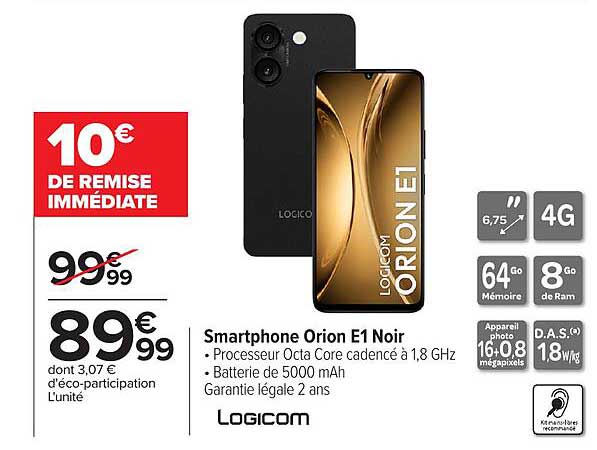 Smartphone Orion E1 Noir