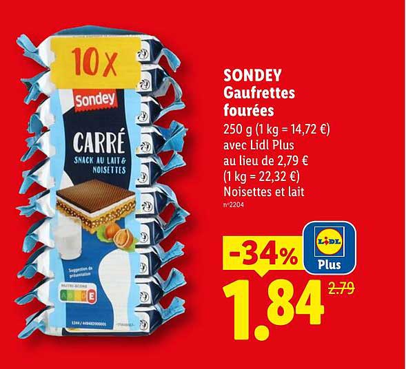 SONDEY Gaufrettes fourrées