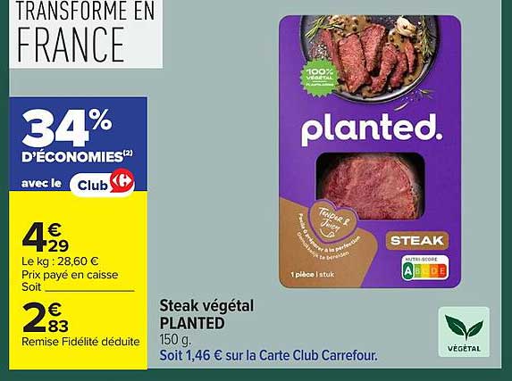 Steak végétal PLANTED