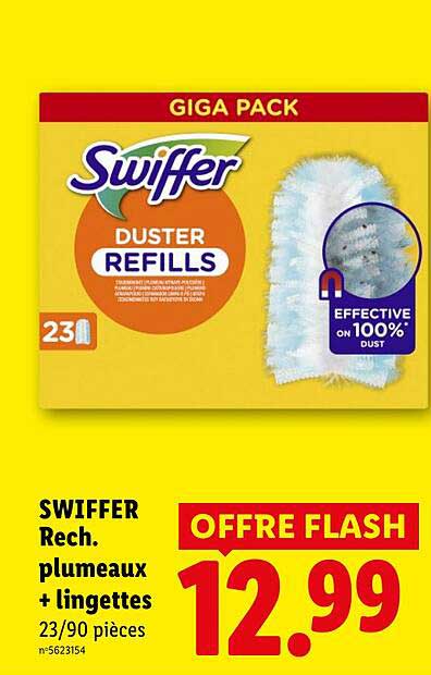 SWIFFER Rech. plumeaux + lingettes 23/90 pièces