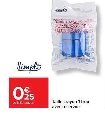 Taille crayon 1 trou avec réservoir