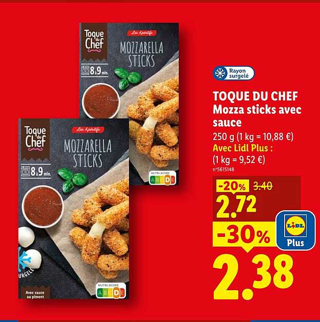TOQUE DU CHEF Mozza sticks avec sauce
