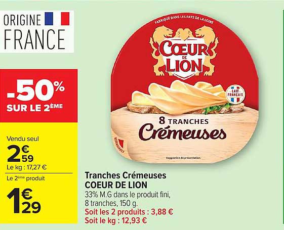 Tranches Crèmeuses COEUR DE LION