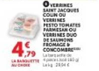 VERRINES SAINT JACQUES COULIS OU VERRINES PESTO TOMATES PARMESAN OU VERRINES DUO DE SAUMONS FROMAGE & CONCOMBRE...