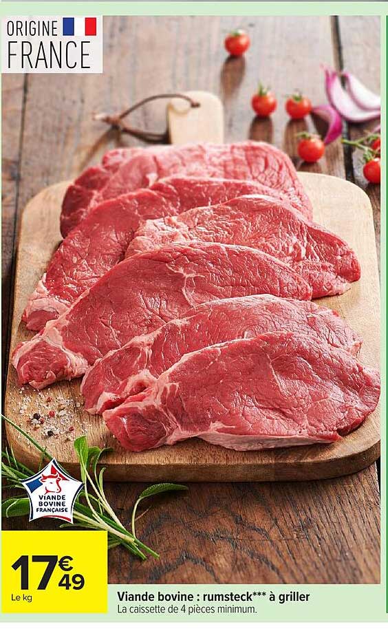 Viande bovine : rumsteck*** à griller