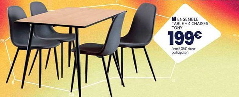 1 ENSEMBLE TABLE + 4 CHAISES TONY