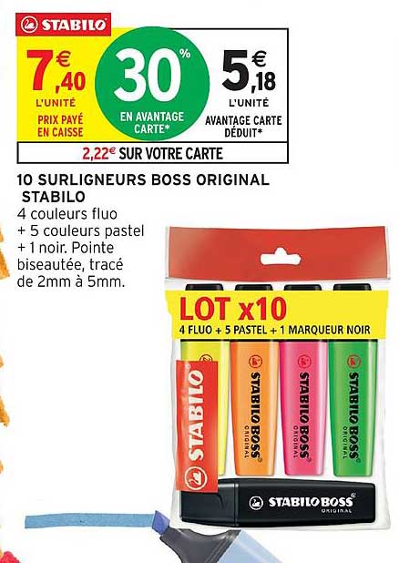 10 SURLIGNEURS BOSS ORIGINAL STABILO