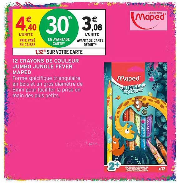 12 CRAYONS DE COULEUR JUMBO JUNGLE FEVER MAPED