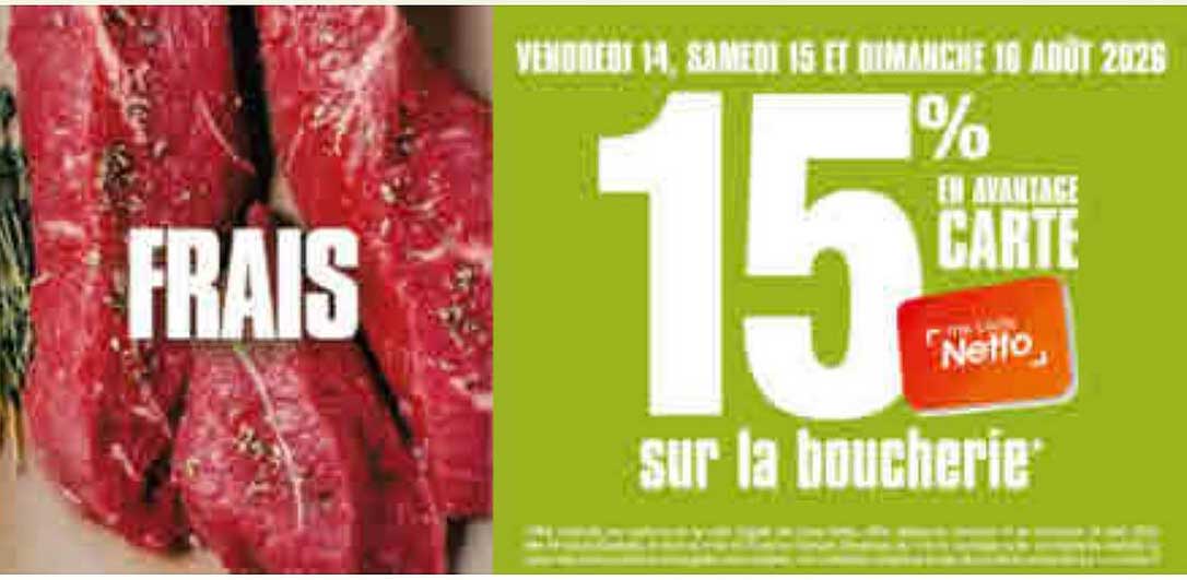 15% en avantage carte sur la boucherie