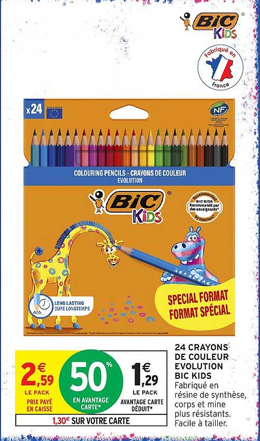 24 CRAYONS DE COULEUR EVOLUTION BIC KIDS