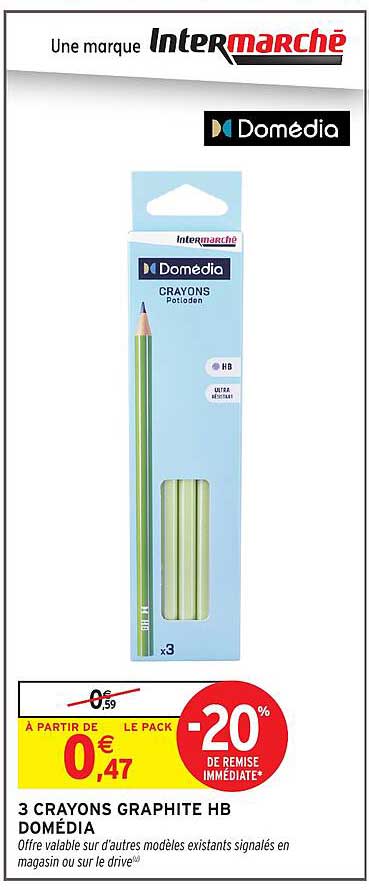 3 CRAYONS GRAPHITE HB DOMÉDIA