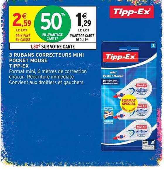 3 rubans correcteurs mini Pocket Mouse Tipp-Ex
