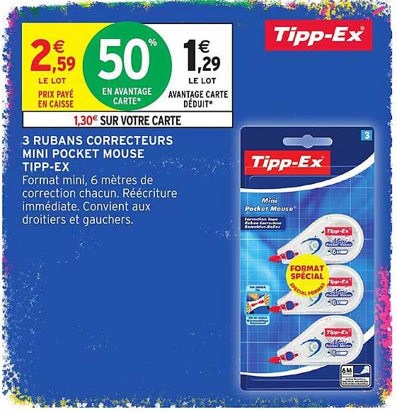 3 RUBANS CORRECTEURS MINI POCKET MOUSE TIPP-EX