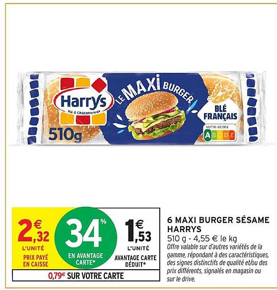 6 MAXI BURGER SÉSAME HARRYS