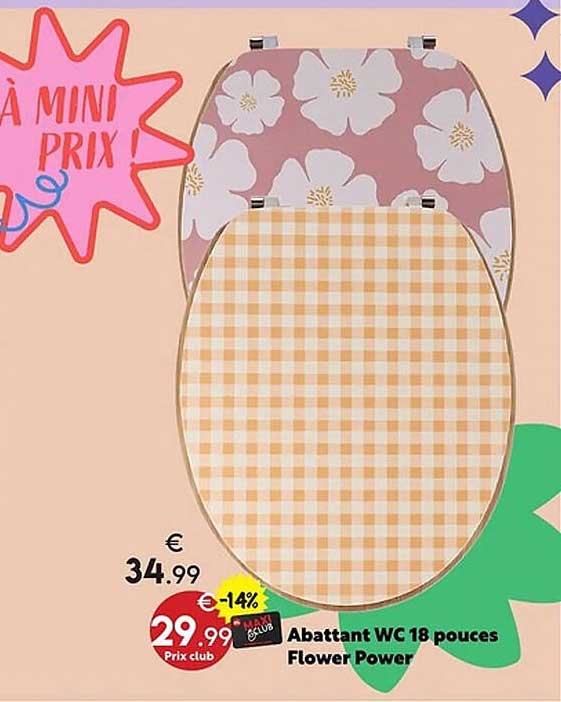 Abattant WC 18 pouces Flower Power