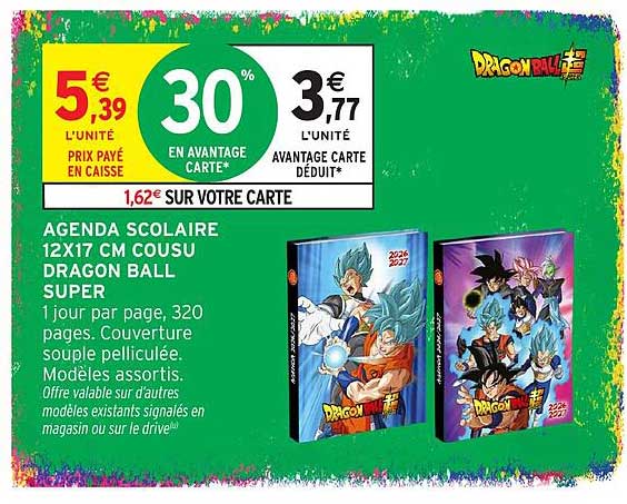 AGENDA SCOLAIRE 12X17 CM COUSU DRAGON BALL SUPER