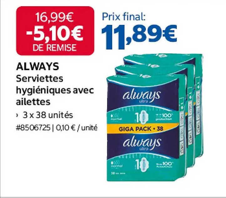 ALWAYS Serviettes hygiéniques avec ailettes