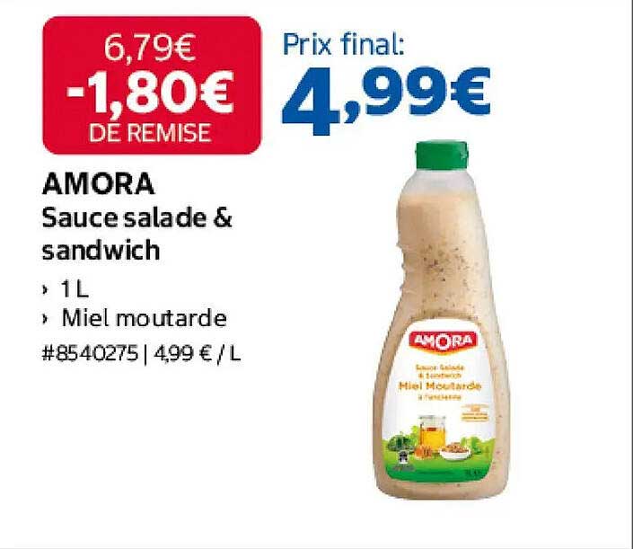 AMORA Sauce salade & sandwich 1L Miel moutarde