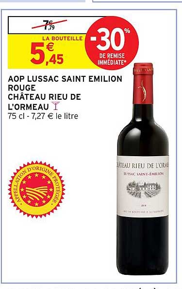 AOP LUSSAC SAINT EMILION ROUGE CHATEAU RIEU DE L'ORMEAU