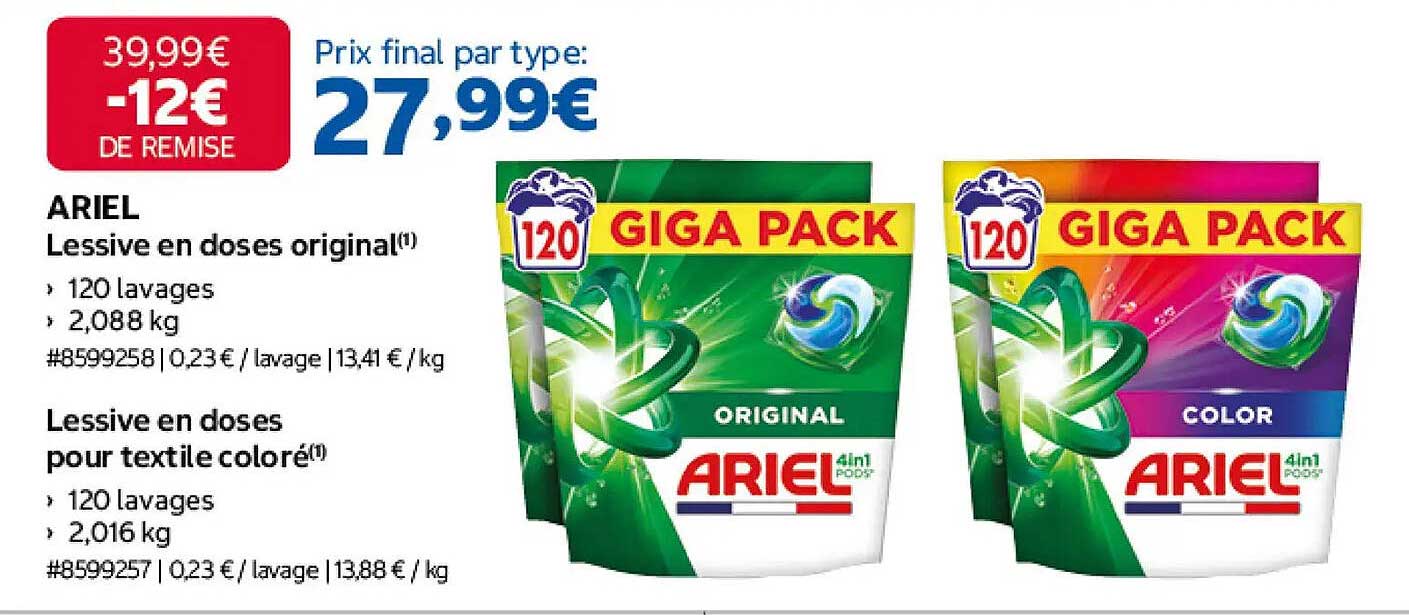 ARIEL Lessive en doses original