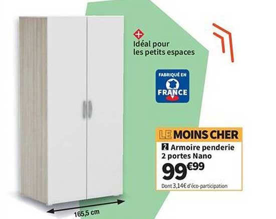 Armoire penderie 2 portes Nano