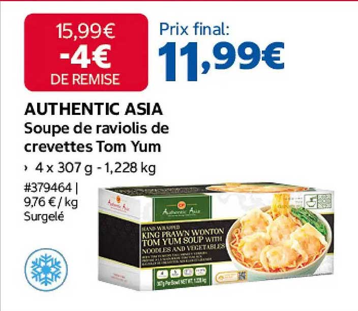 AUTHENTIC ASIA Soupe de raviolis de crevettes Tom Yum