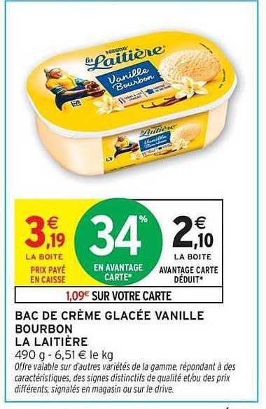 BAC DE CRÈME GLACÉE VANILLE BOURBON LA LAITIÈRE