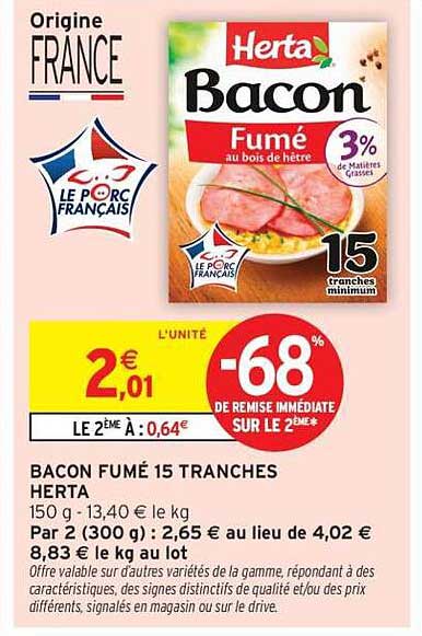 BACON FUMÉ 15 TRANCHES HERTA