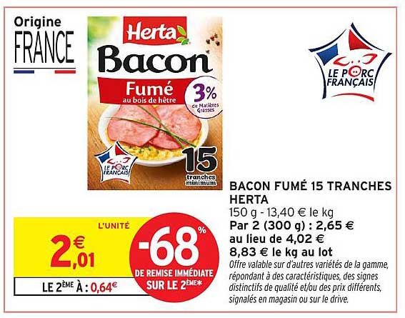 BACON FUMÉ 15 TRANCHES HERTA