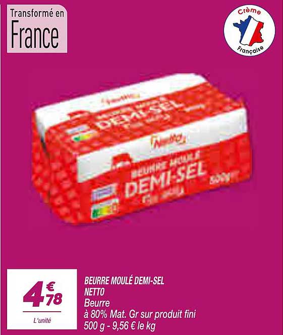 BEURRE MOULÉ DEMI-SEL NETTO