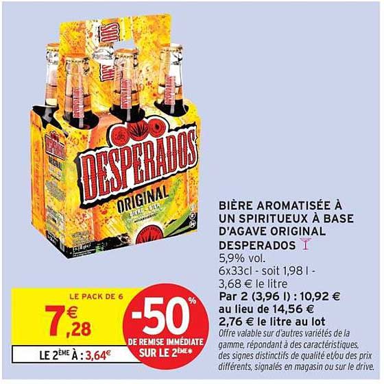 BIÈRE AROMATISÉE À UN SPIRITEUX À BASE D’AGAVE ORIGINAL DESPERADOS