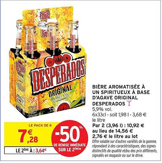 BIÈRE AROMATISÉE À UN SPIRITUEUX À BASE D'AGAVE ORIGINAL DESPERADOS
