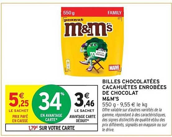 BILLES CHOCOLATÉES CACAHUÈTES ENROBÉES DE CHOCOLAT M&M'S