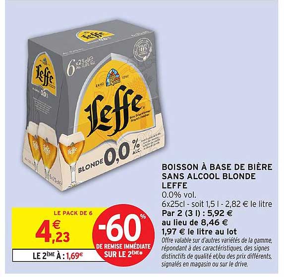 BOISSON À BASE DE BIÈRE SANS ALCOOL BLONDE LEFFE