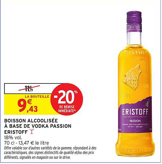 BOISSON ALCOOLISÉE À BASE DE VODKA PASSION ERISTOFF