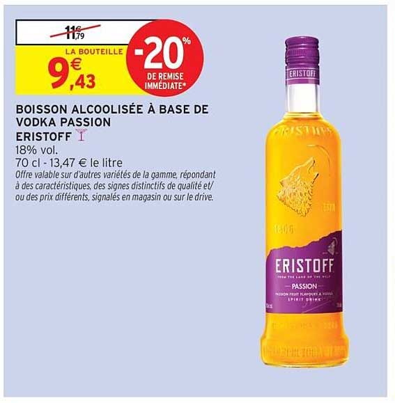 BOISSON ALCOOLISÉE À BASE DE VODKA PASSION ERISTOFF