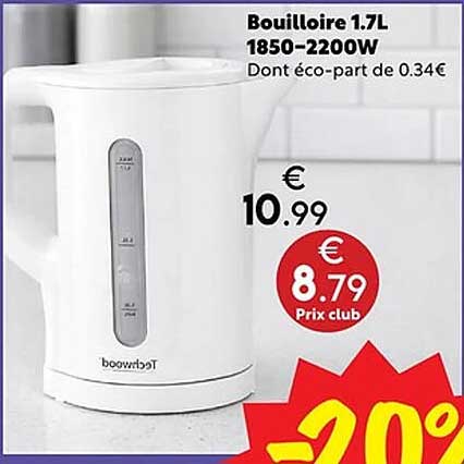 Bouilloire 1.7L 1850-2200W
