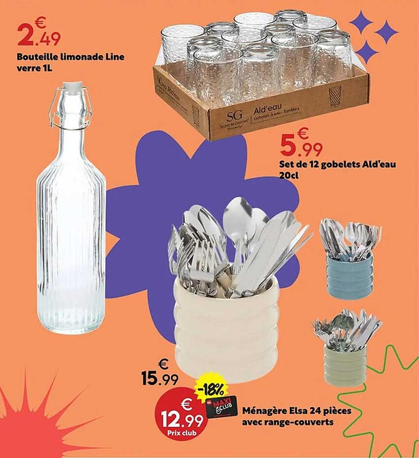 Bouteille limonade Line verre 1L