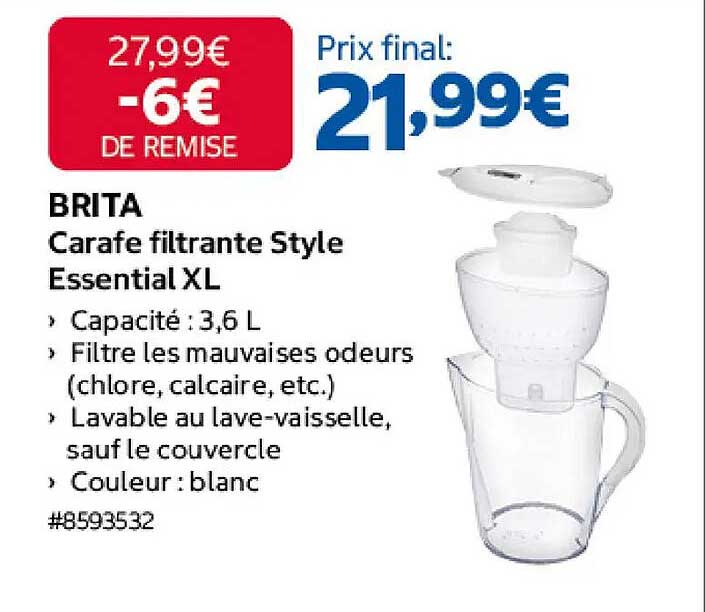 BRITA Carafe filtrante Style Essential XL