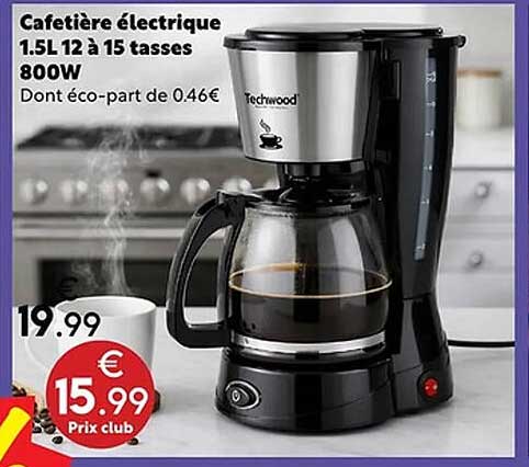 Cafetière électrique 1.5L 12 à 15 tasses 800W