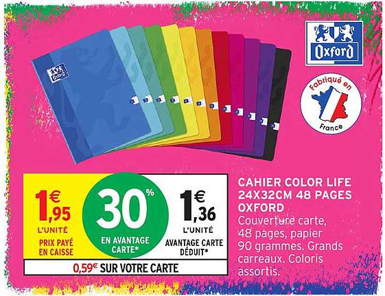 CAHIER COLOR LIFE 24X32CM 48 PAGES OXFORD
