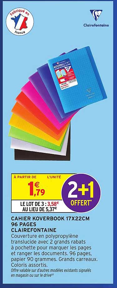CAHIER KOVERBOOK 17X22CM 96 PAGES CLAIREFONTAINE