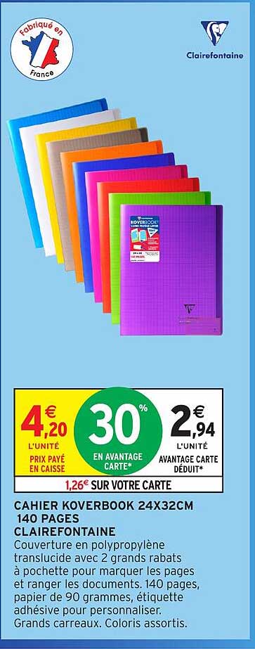 CAHIER KOVERBOOK 24X32CM 140 PAGES CLAIREFONTAINE