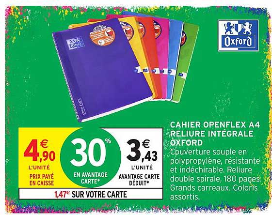 CAHIER OPENFLEX A4 RELIURE INTÉGRALE OXFORD