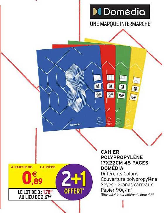 CAHIER POLYPROPYLÈNE 17X22CM 48 PAGES DOMÉDIA