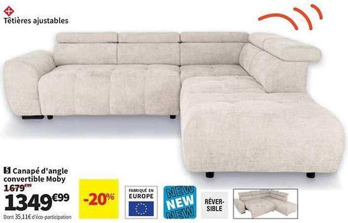 Canapé d'angle convertible Moby